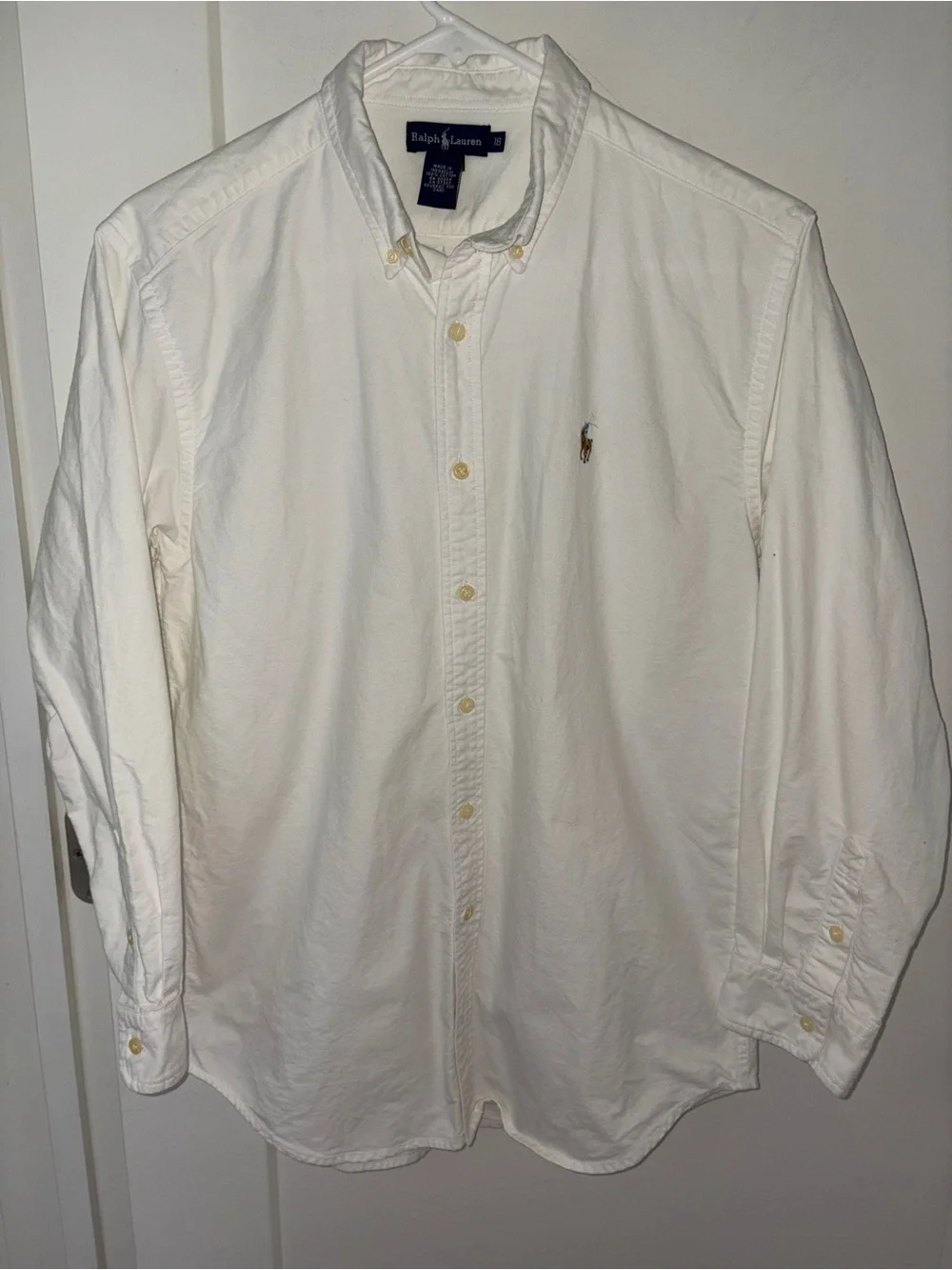 vintage Ralph Lauren oxford cloth button down shirt boy's 18 EUC LN